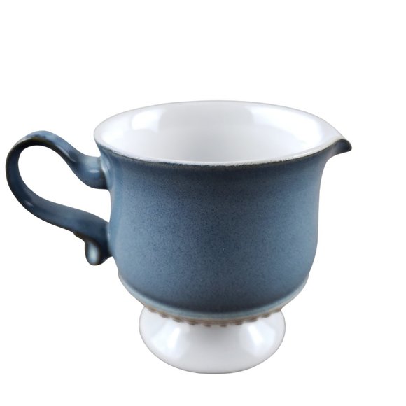 Denby Langley Castile Blue Pedestal Footed Coffee Creamer England Vintage - Picture 1 of 7